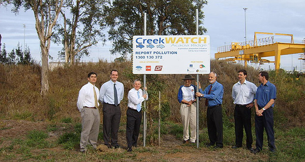 CreekWATCH aims to ensure pollution is prevented, to rehabilitate the creek for aquatic life and to open up the waterways for people who live and work in the area. Jeff Moore, Queensland Logistics Manager (2nd from left) attended the launch with partners in the CreekWATCH initiative.