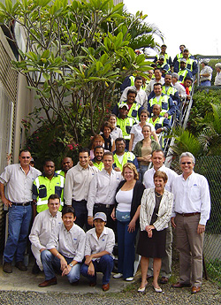 The New Caledonia team celebrates its safety achievement.