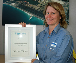 Dräger safety award recipient Kerrie Burton, Acting Occupational Hygiene Services Manager for Port Kembla Steelworks.